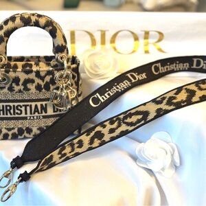Dior Lady Dior Mini D-Lite Bag Leopard print rare limited edition